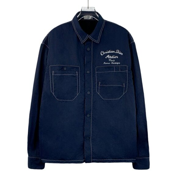 DM0134 Christian Dior Atelier Navy Button-Up Shirt Jacket - Picture 1 of 8